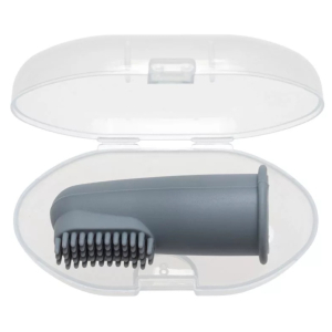 Siliconen vingertandenborstel met koker - Poederblauw